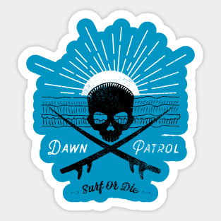 Dawn Patrol - Surf Or Die Black Skull insignia Sticker